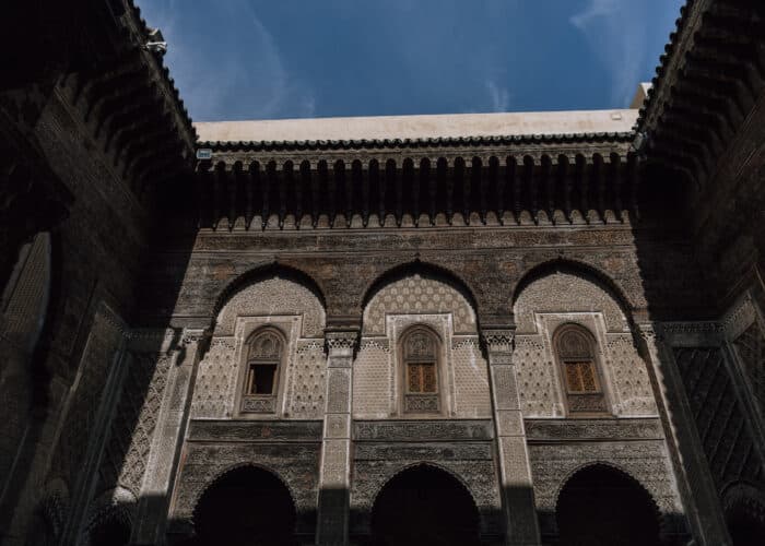 Interior courtyard of the Attarine Madrasa in Fes in your 7 day Morocco Tour From Tangier To Marrakech